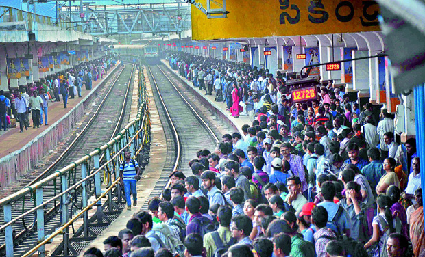 A file photograph of a terminal at Secunderabad railway station jam-packed with passengers. (Photo: DC) A file photograph of a terminal at Secunderabad railway station jam-packed with passengers. (Photo: DC)